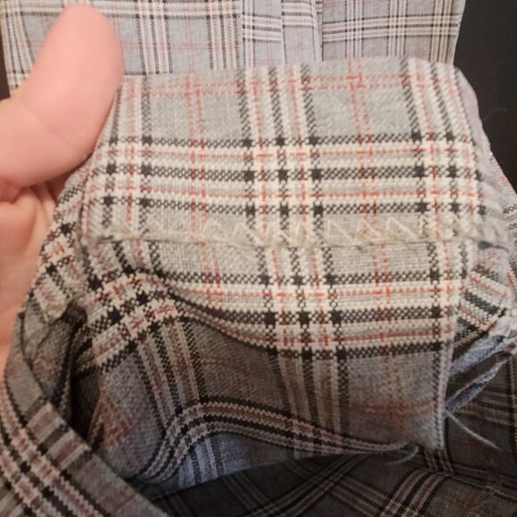 Vintage Plaid Slacks Trousers 70s Retro Black Red Blue 30x32 Flare Leg - Picture 4 of 10